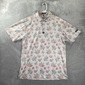 Bad Birdie Shirt men's XL Polo Performance Golf Cactus Floral AOP Print Casual